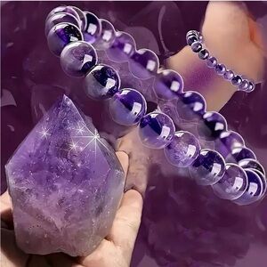 Purple Amethyst Beaded Stretch Bracelet - Women Jewelry